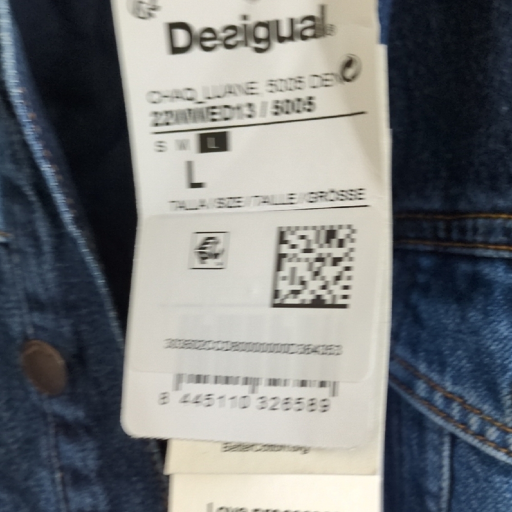 NWT Desigual Blue Denim Jacket with Faux Sherpa Collar - Picture 2 of 6